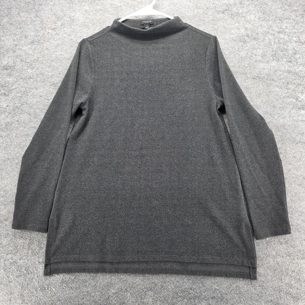 Ann Taylor Factory Sweater Womens Small Gray Mock Neck Long Sleeve Pullover